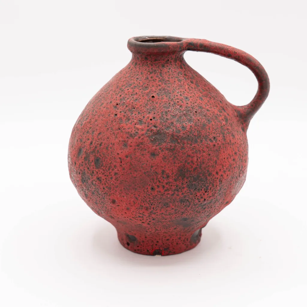 Ruscha 352 Red Volcanic Vase Mid-Century