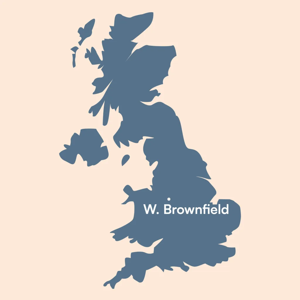 Map of Location of William Brownfield, Cobridge, Staffordshire, UK