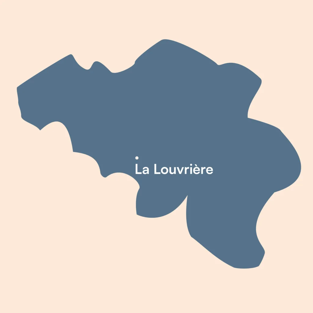 Map of Belgium with the location of Boch Frères in La Louvière